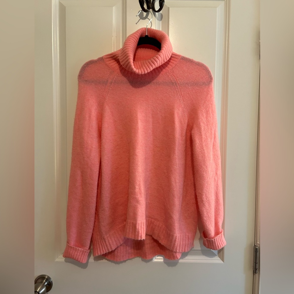 J Crew Relaxed Turtleneck Coral Sweater